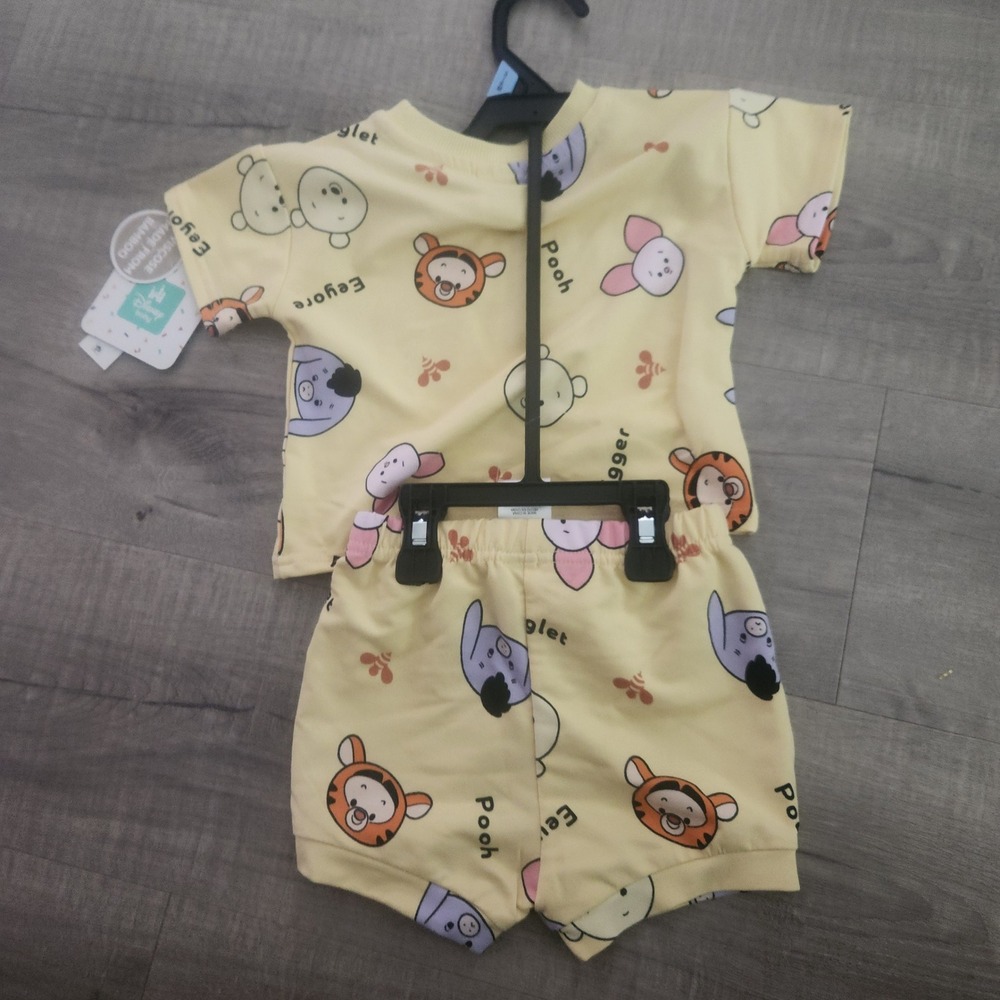 Disney Baby Winnie the Pooh Bamboo Viscose 2pc Set Yellow Tigger Eeyore 3/6 M - Picture 9 of 11